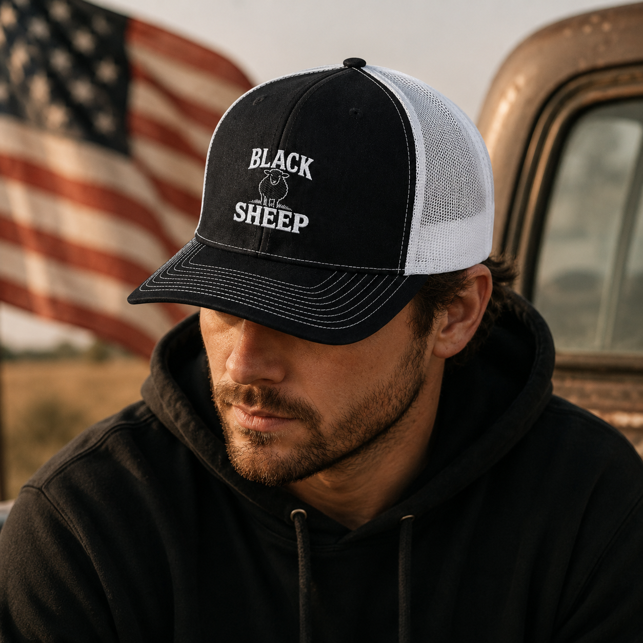 Black Sheep Embroidered Richardson 112 Trucker Hat