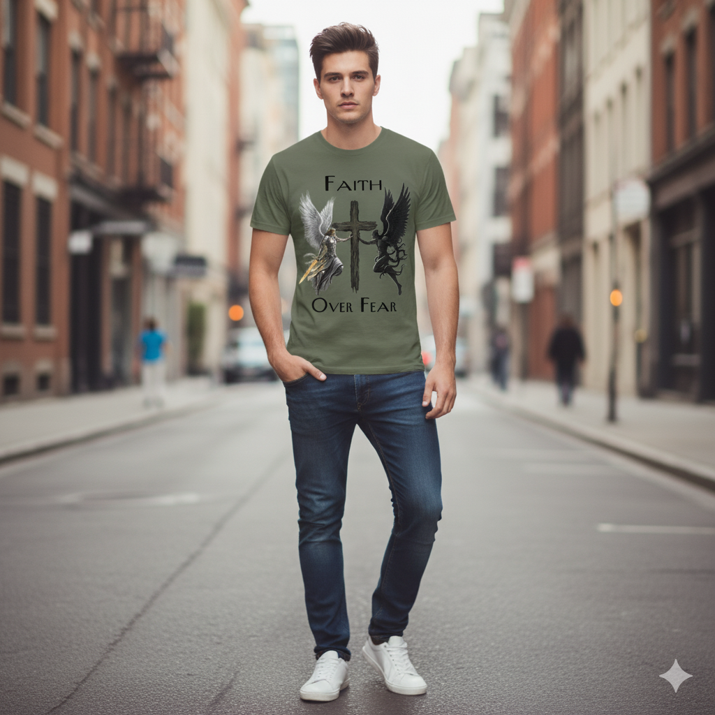 Michael vs Lucifer Faith T-Shirt Salvation Clothing and Accessories