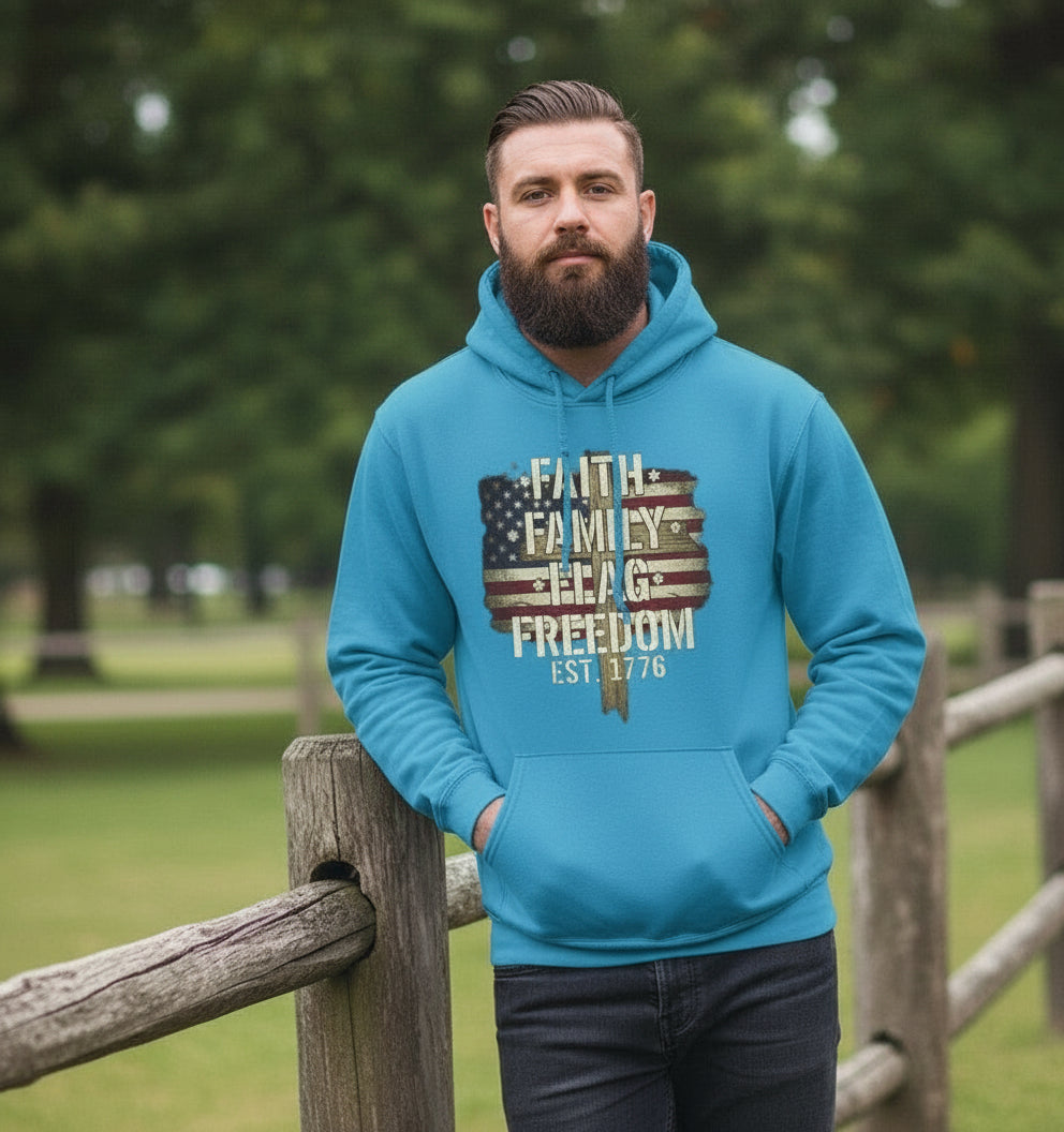 Faith Family Flag Freedom Faith Hoodie Salvation Clothing and Accessories