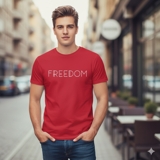 Freedom White Lettering Faith Patriot T-Shirt Salvation Clothing and Accessories