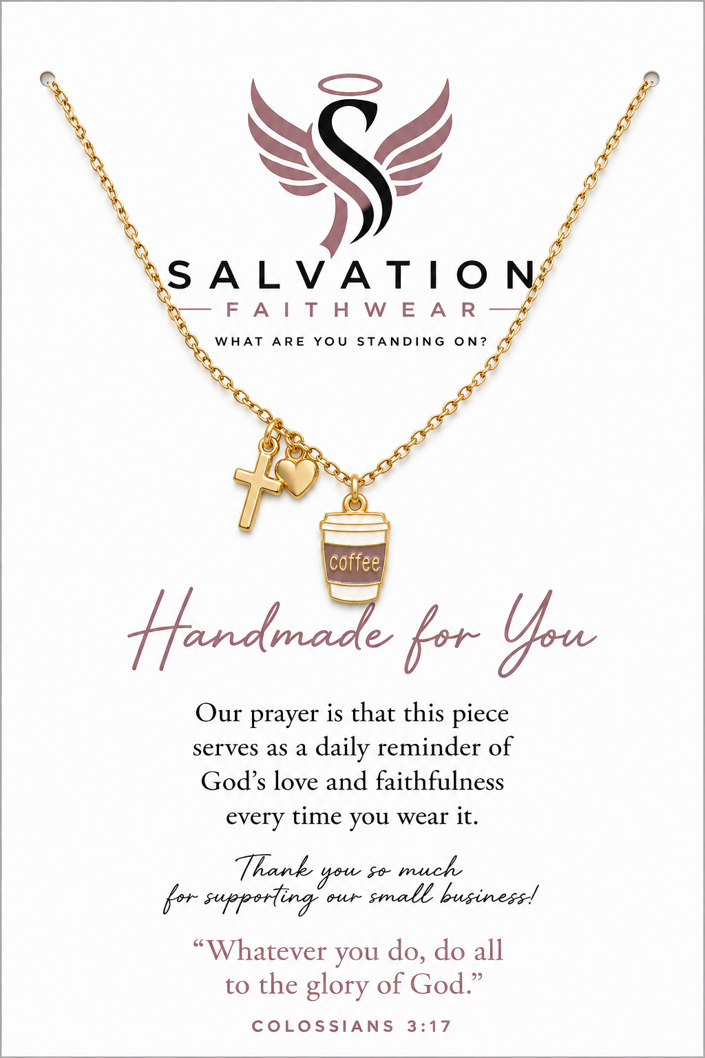 Coffee and Christ Charm Necklace