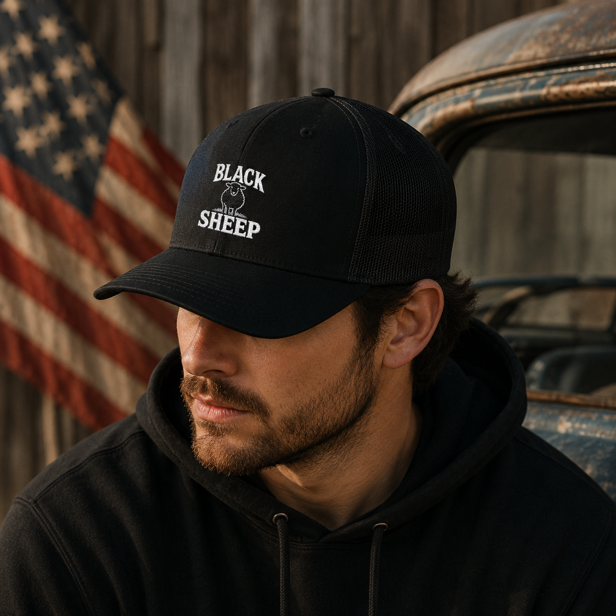 Black Sheep Embroidered Richardson 112 Trucker Hat