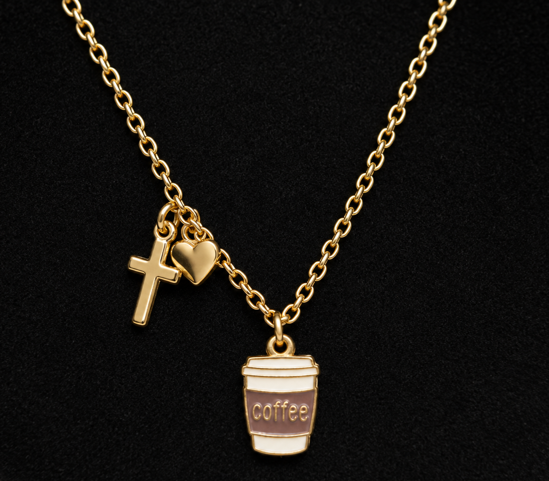 Coffee and Christ Charm Necklace