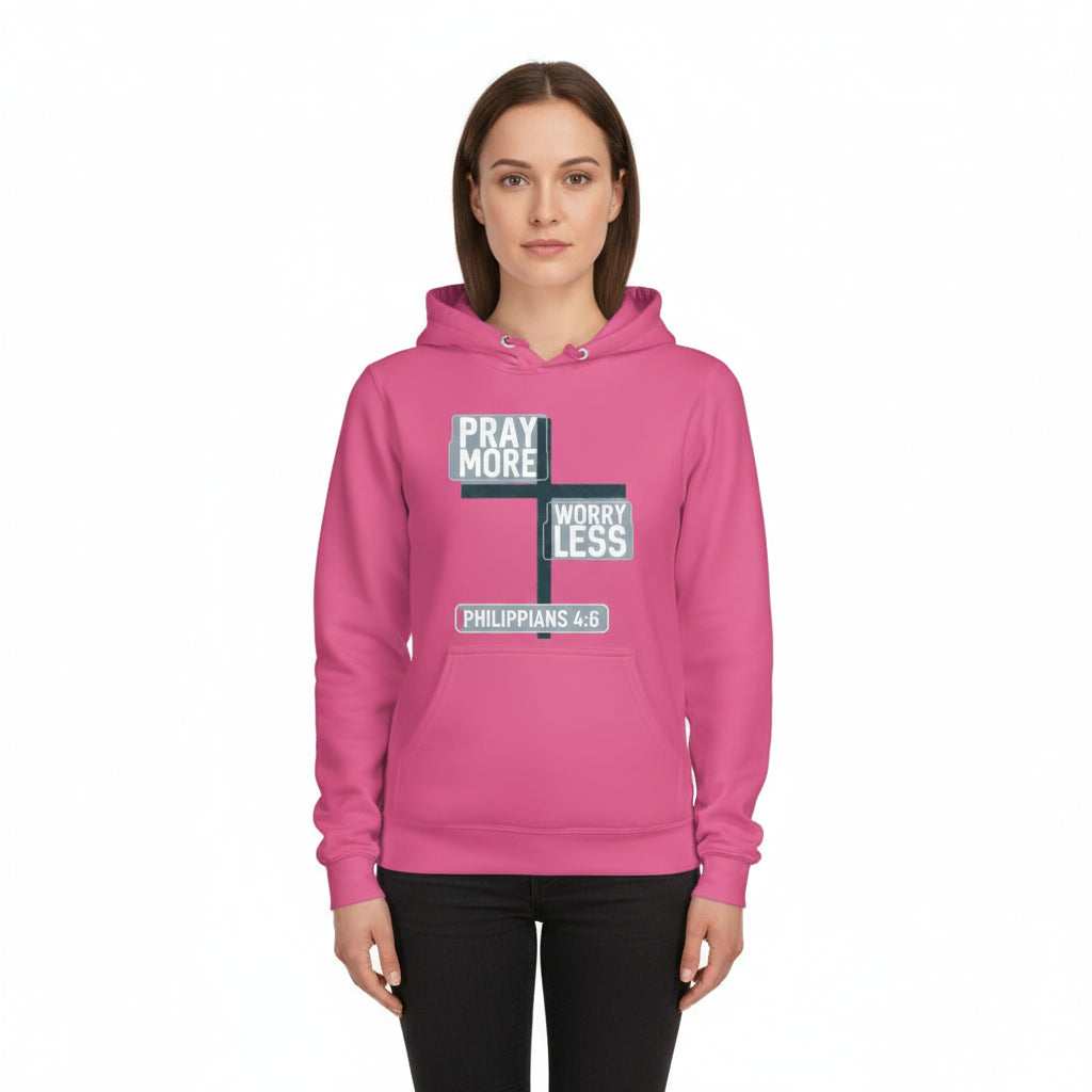 Pray More Worry Less Faith Hoodie HELICONIA Salvation Clothing and Accessories