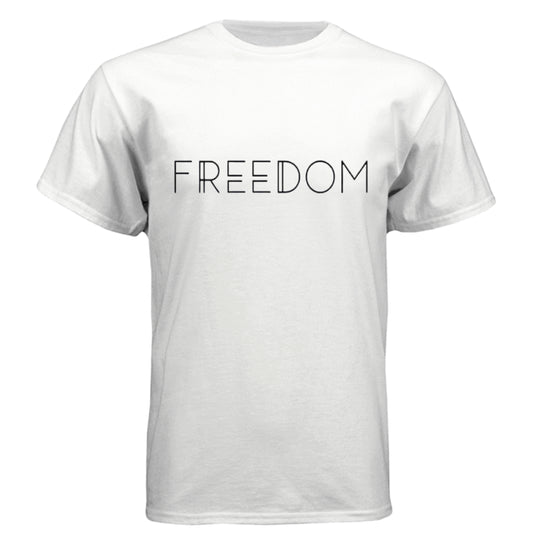 Freedom Black Lettering Patriot T-Shirt White Salvation Clothing and Accessories