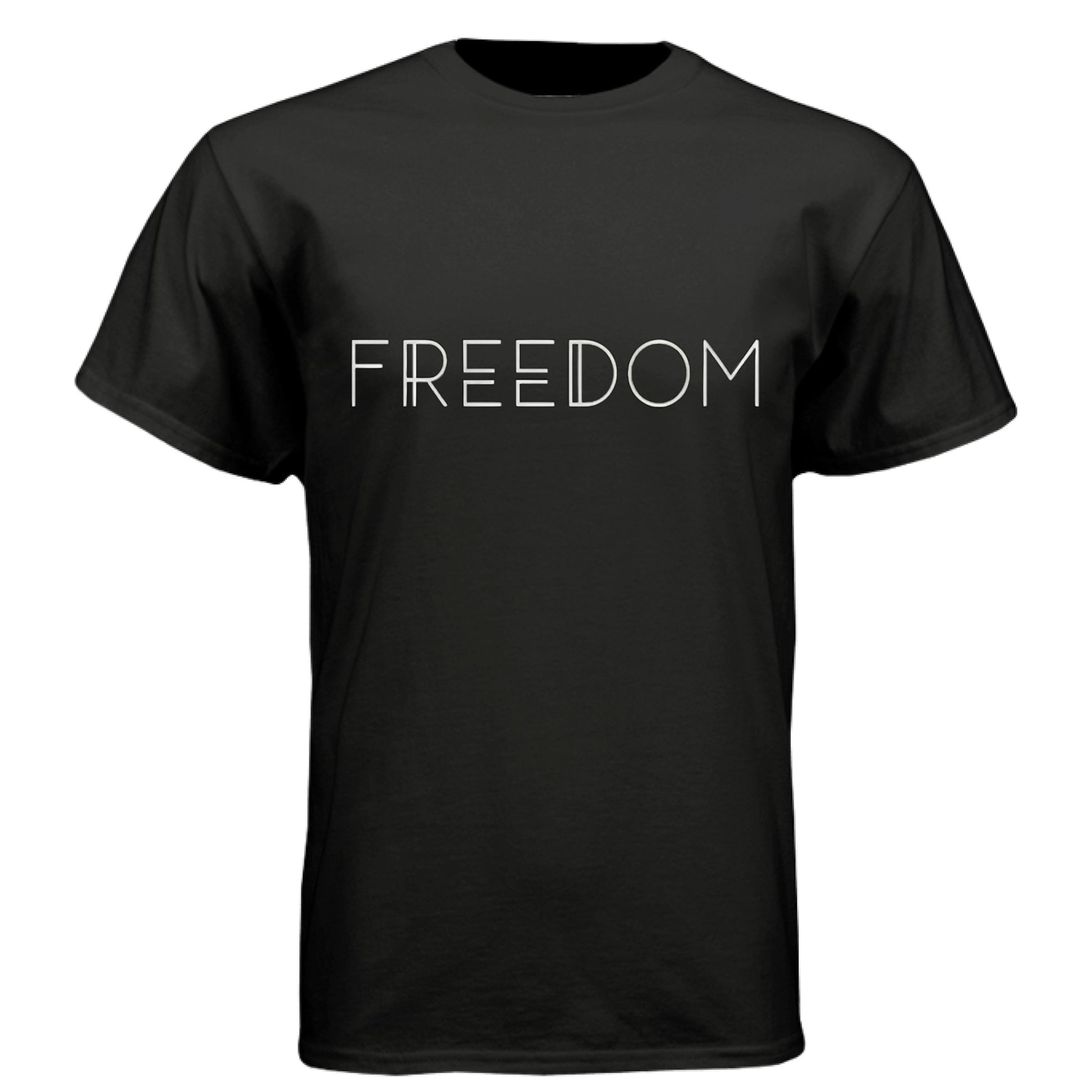 Freedom White Lettering Faith Patriot T-Shirt Black Salvation Clothing and Accessories
