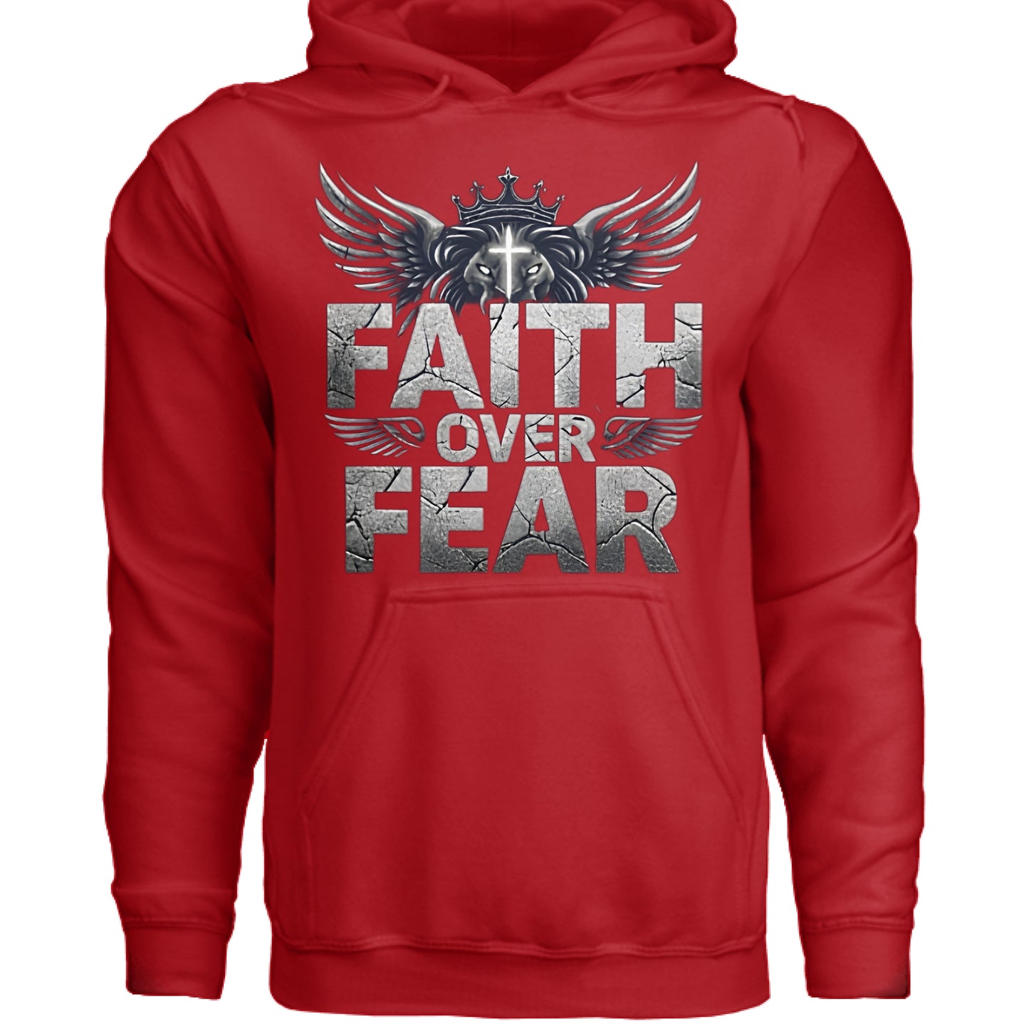 Faith over Fear Faith Hoodie Red Salvation Clothing and Accessories