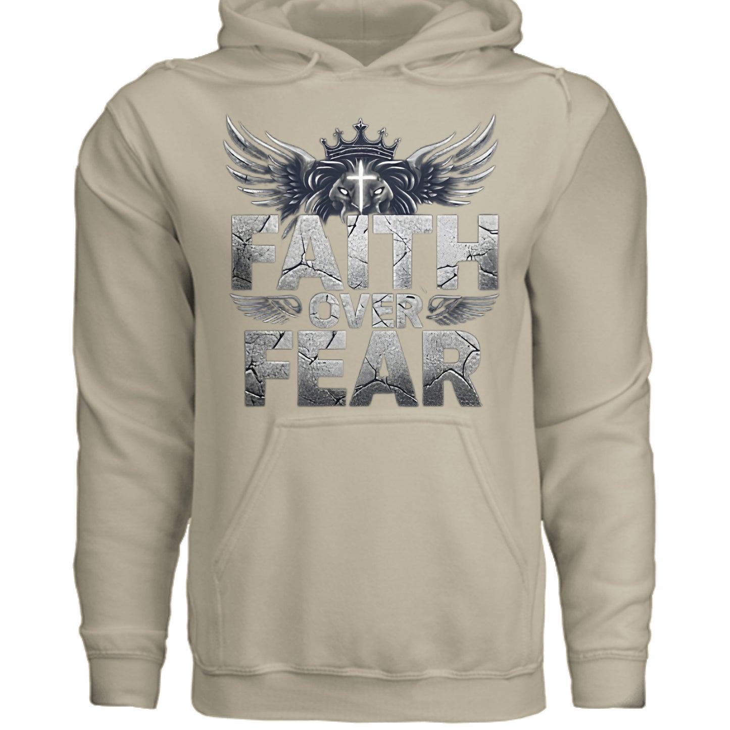 Faith over Fear Faith Hoodie Sand Salvation Clothing and Accessories