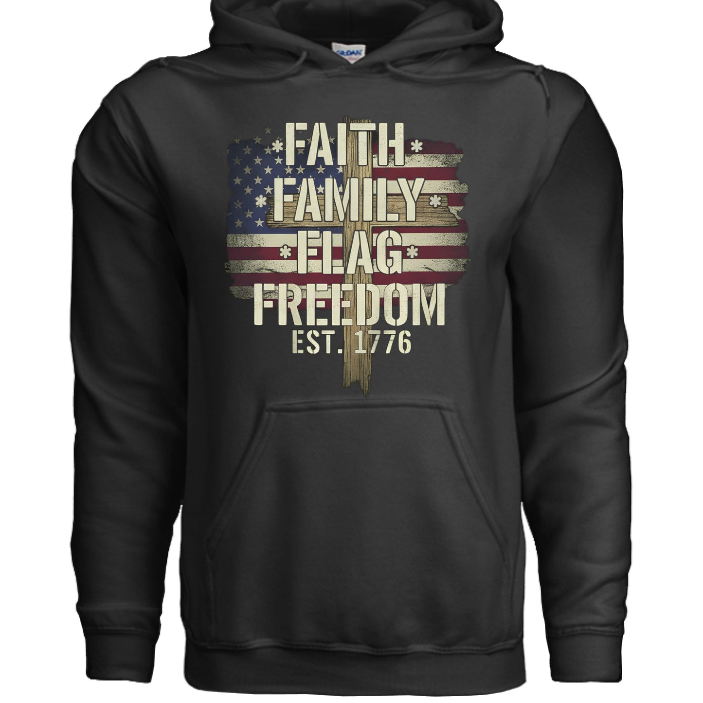 Faith Family Flag Freedom Faith Hoodie BLACK Salvation Clothing and Accessories