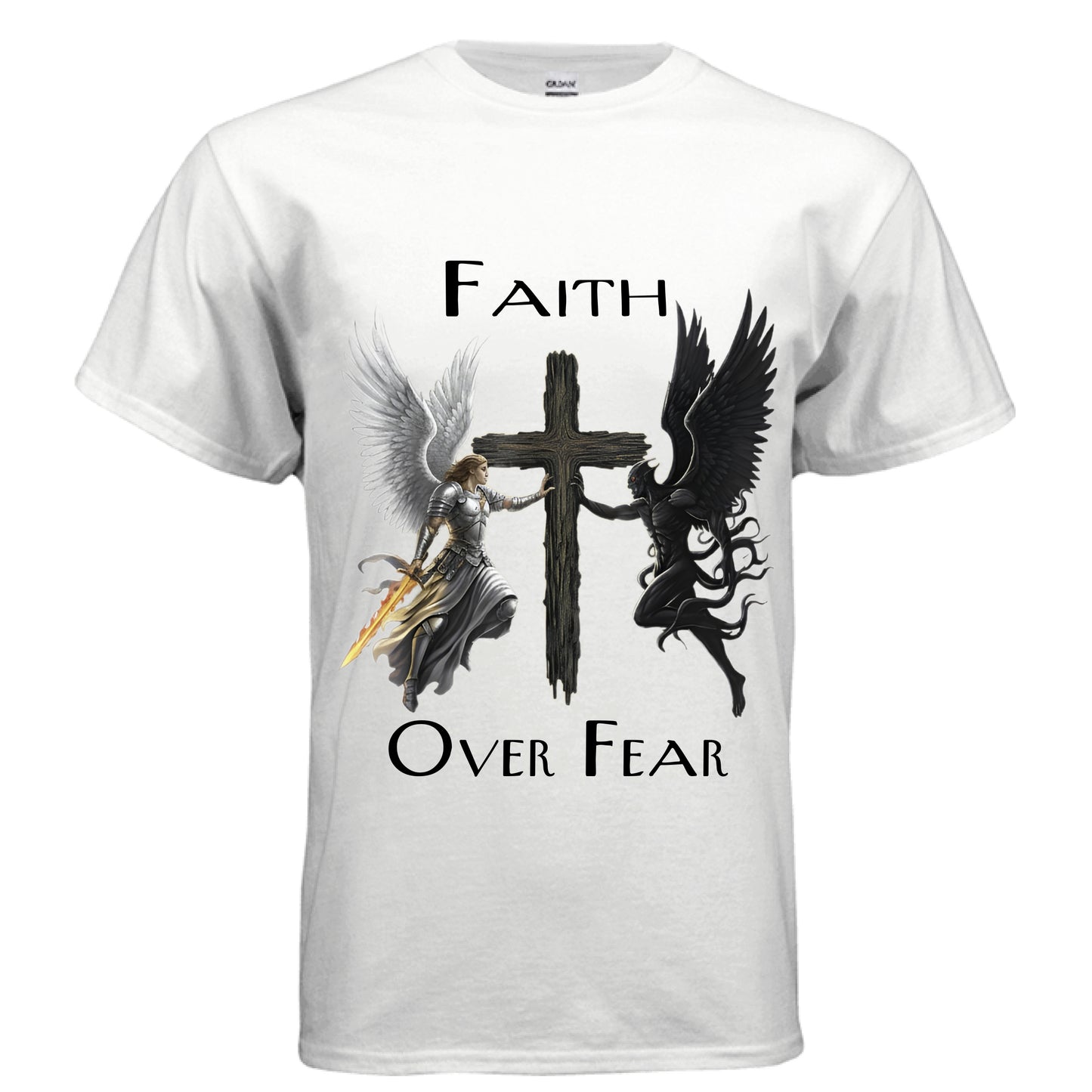 Michael vs Lucifer Faith T-Shirt WHITE Salvation Clothing and Accessories