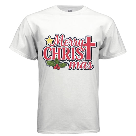 Merry Christ-Mas-Faith T-Shirt WHITE Salvation Clothing and Accessories