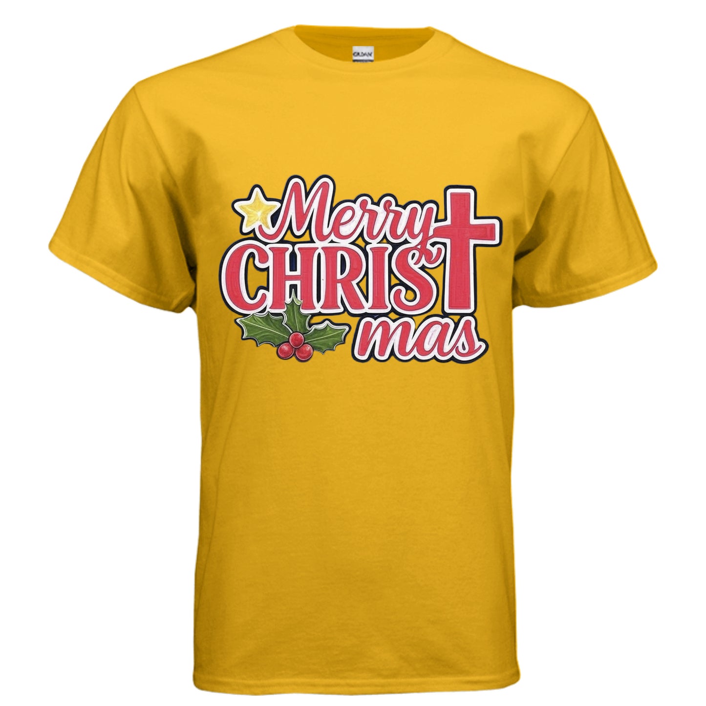Merry Christ-Mas-Faith T-Shirt GOLD Salvation Clothing and Accessories