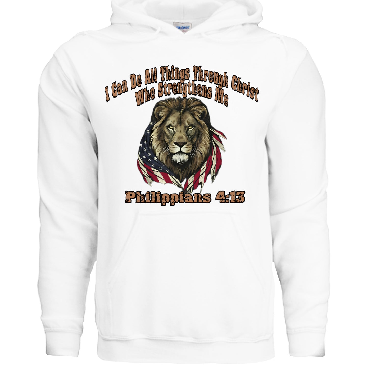 I Can Do All Things Through Christ Lion Philippians 4:13 Faith Hoodie WHITE Salvation Clothing and Accessories
