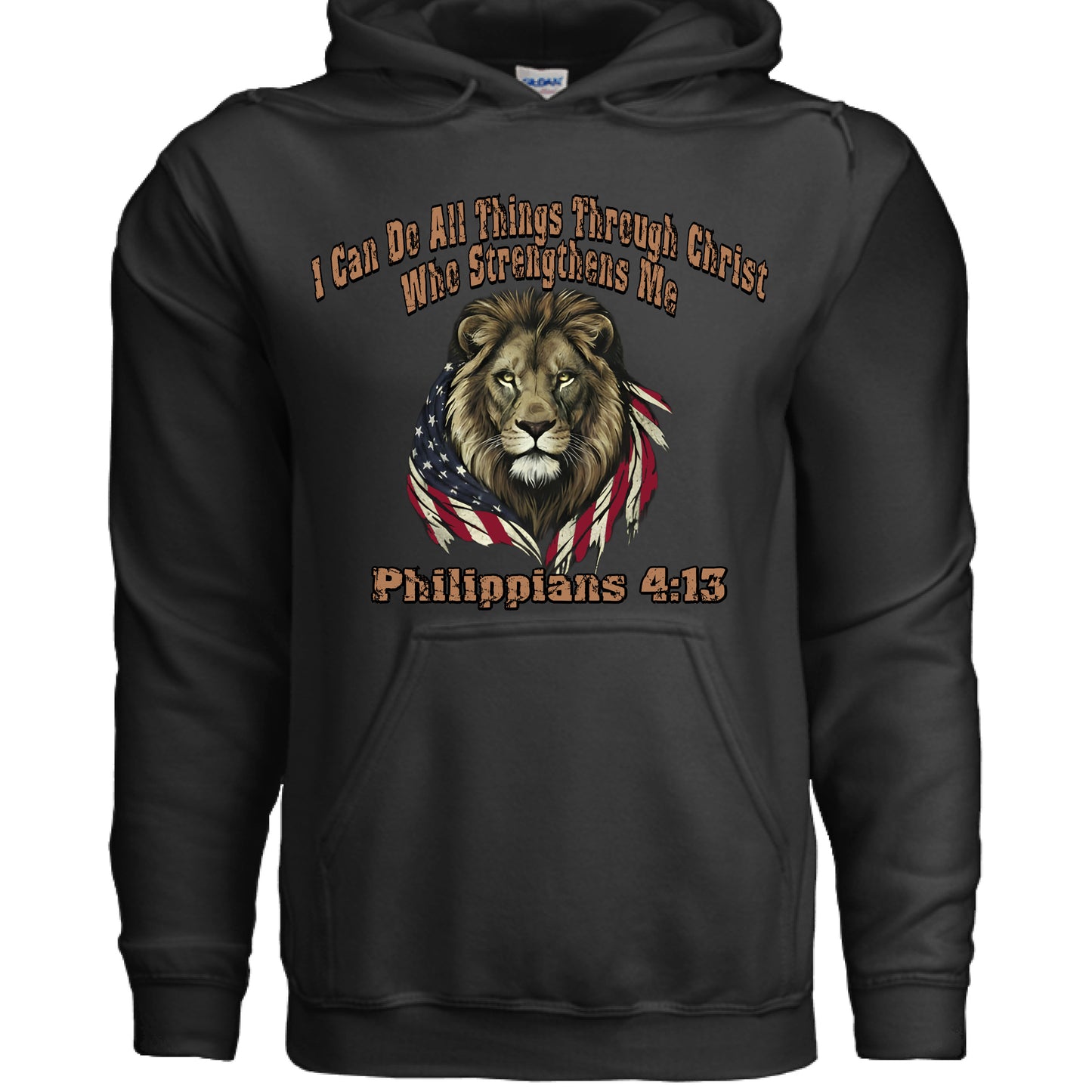 I Can Do All Things Through Christ Lion Philippians 4:13 Faith Hoodie BLACK Salvation Clothing and Accessories