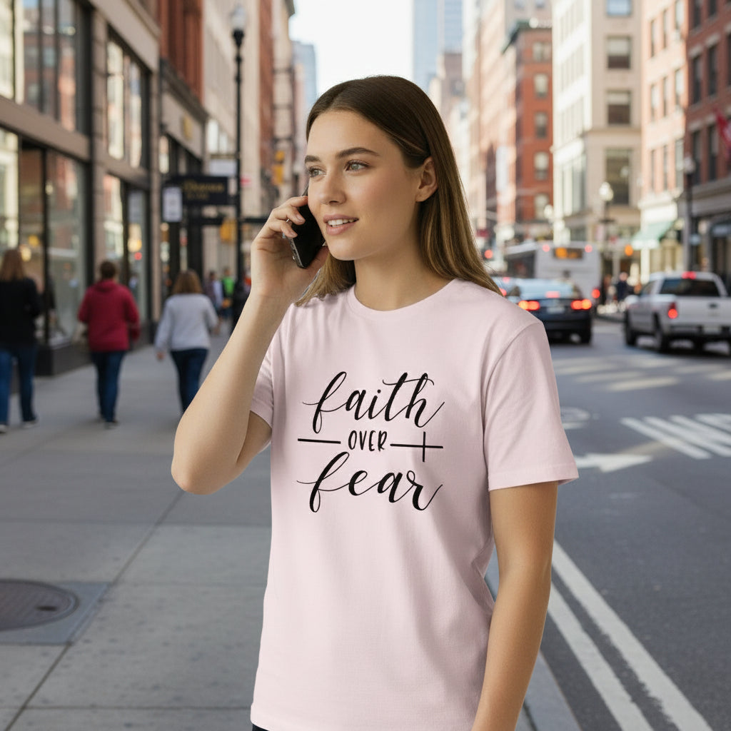 Faith over Fear Faith T-shirt LIGHT PINK Salvation Clothing and Accessories