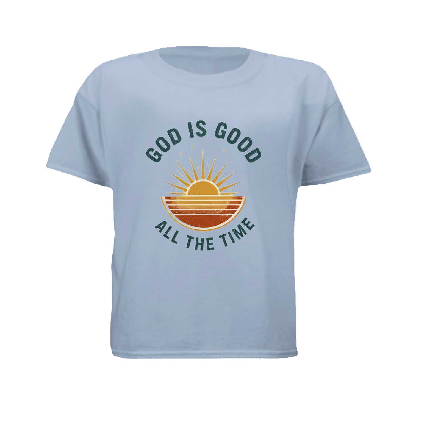 God is Good Faith Kid's T-Shirt Light Blue Salvation Clothing and Accessories