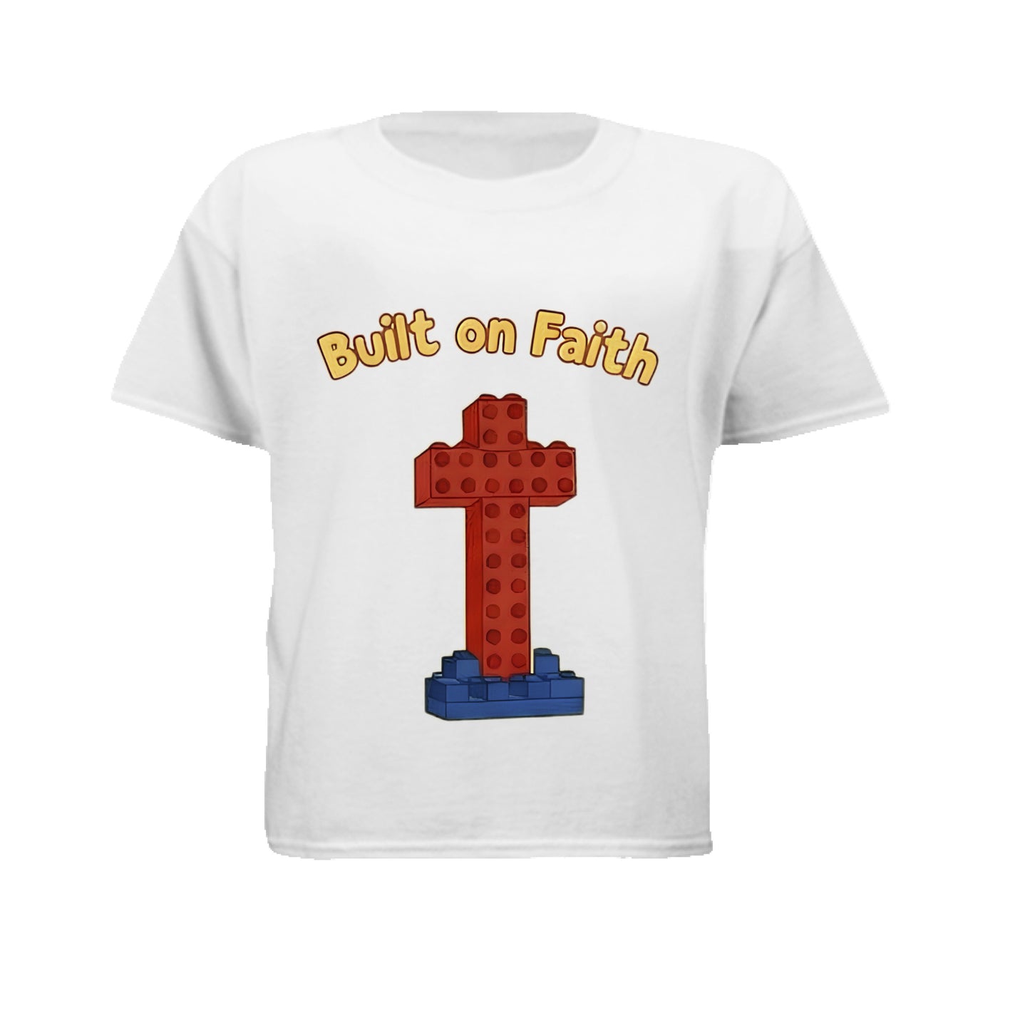 Built on Faith Lego Faith Kid's T-Shirt White Salvation Clothing and Accessories