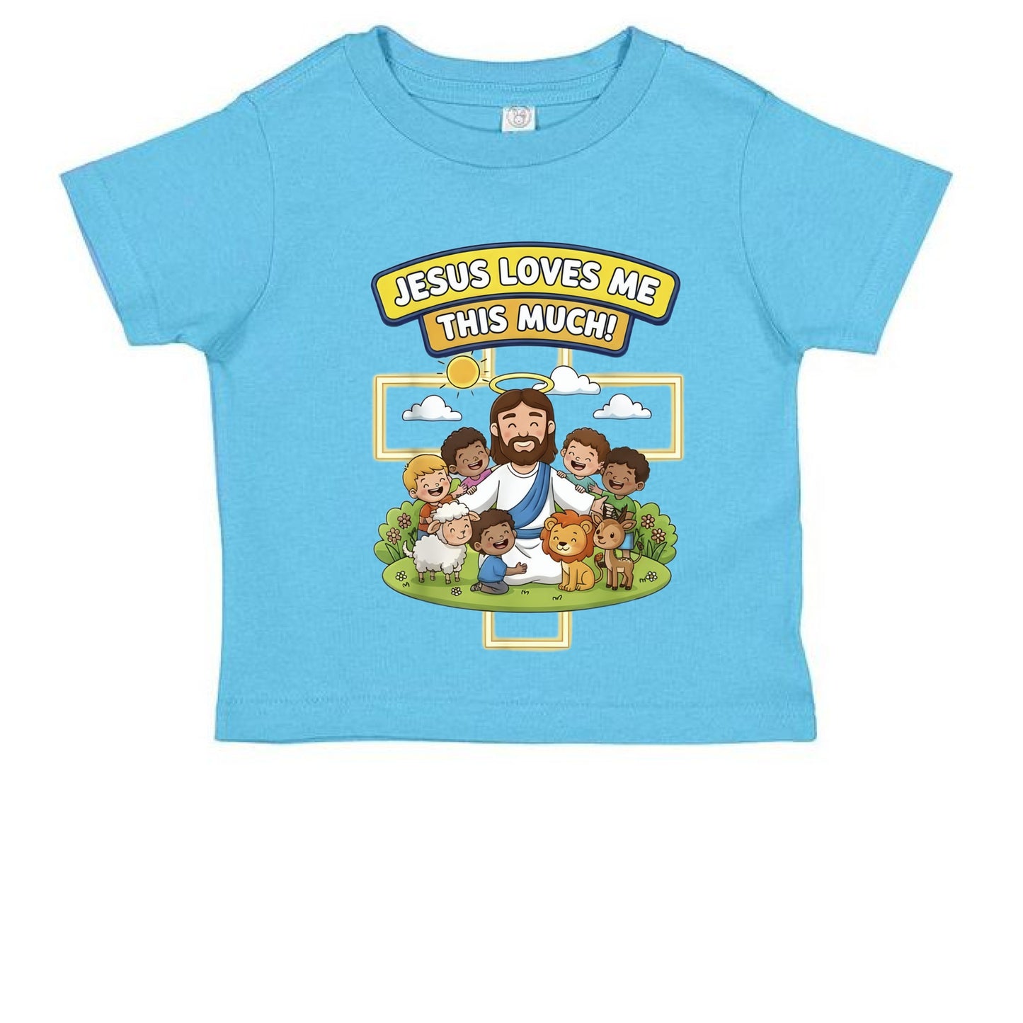 Jesus Loves me this much Faith Toddler T-Shirt Salvation Clothing and Accessories