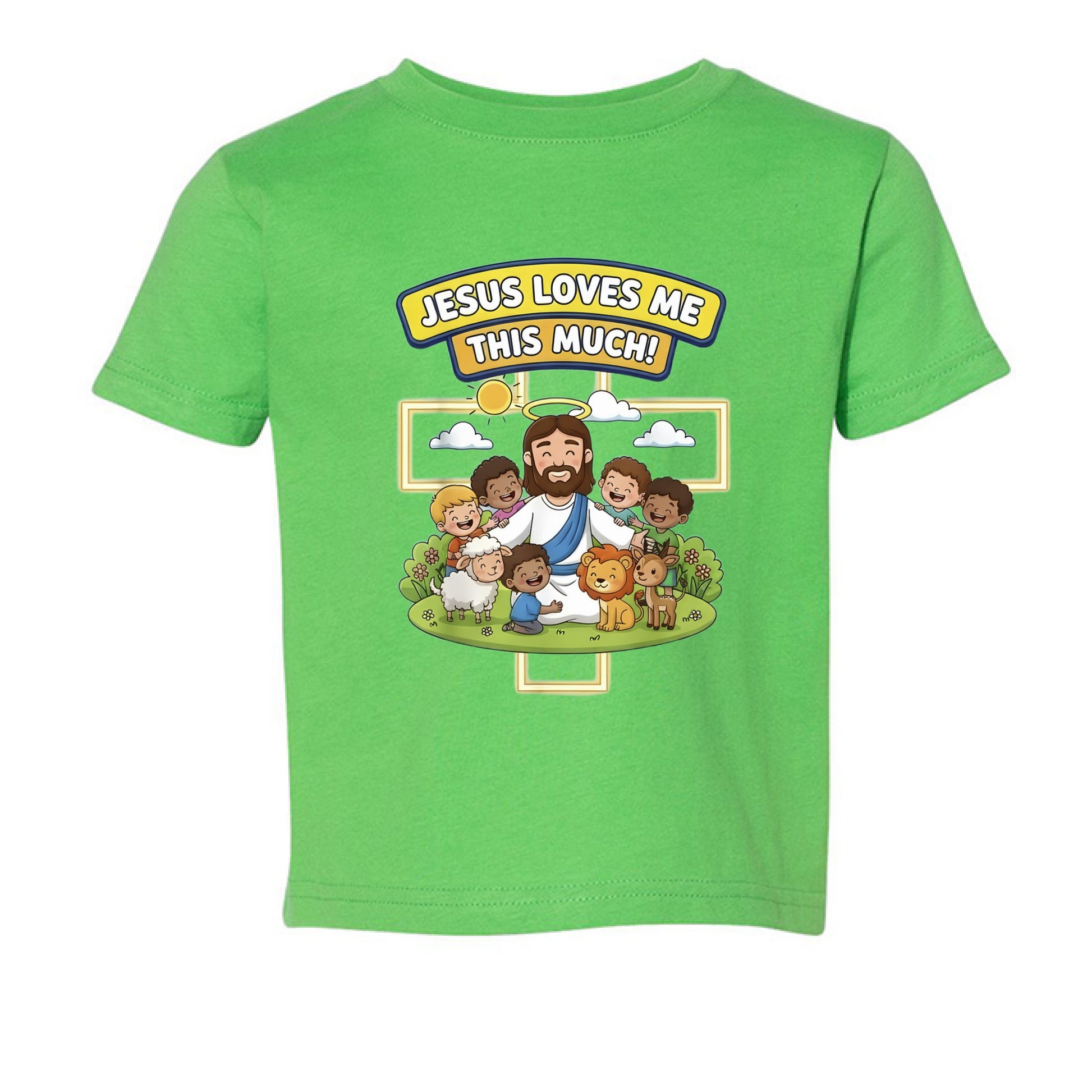 Jesus Loves me this much Faith Toddler T-Shirt Salvation Clothing and Accessories