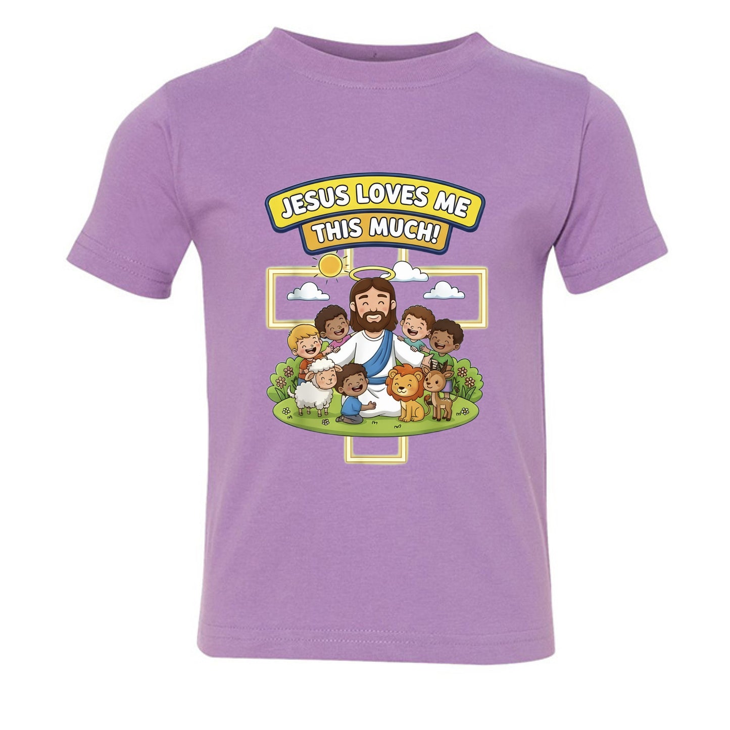 Jesus Loves me this much Faith Toddler T-Shirt LAVENDER Salvation Clothing and Accessories