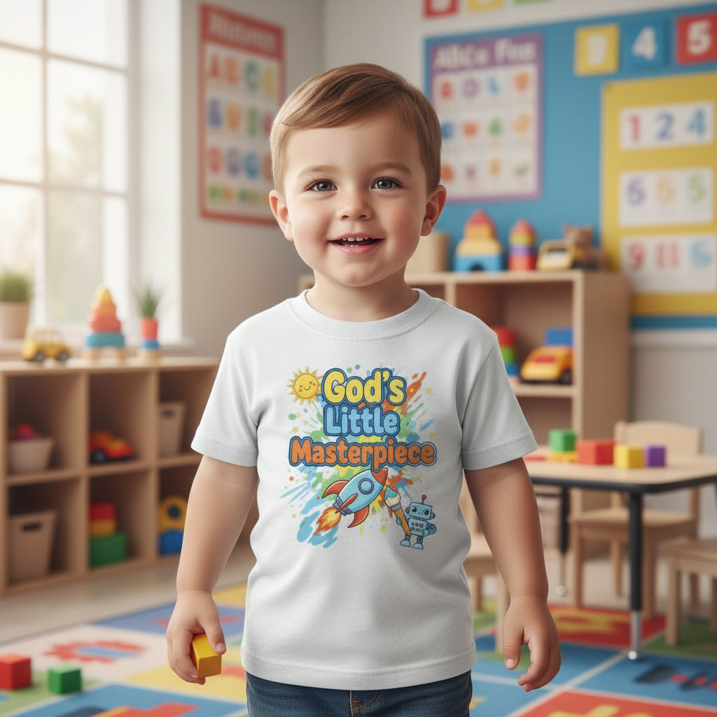 Gods Little Masterpiece Faith Toddler T-Shirt WHITE Salvation Clothing and Accessories