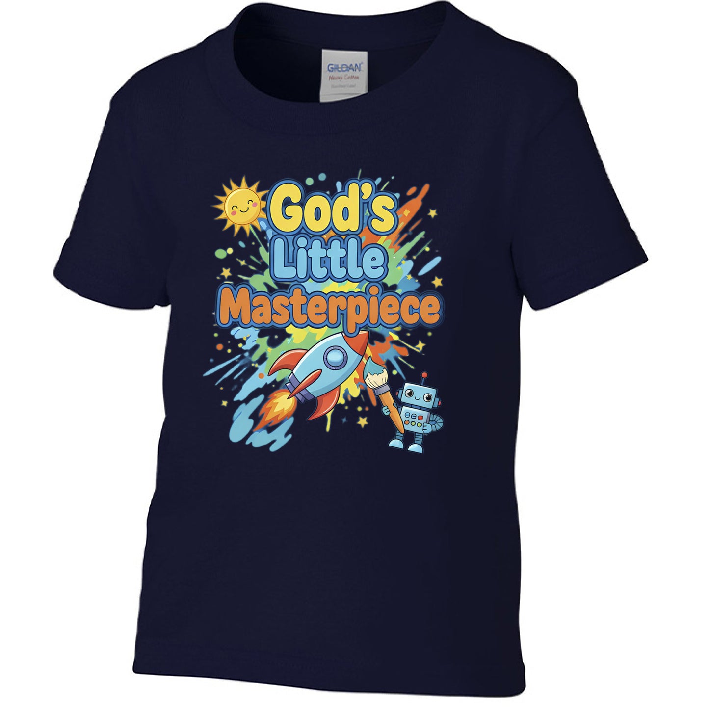 Gods Little Masterpiece Faith Toddler T-Shirt NAVY Salvation Clothing and Accessories