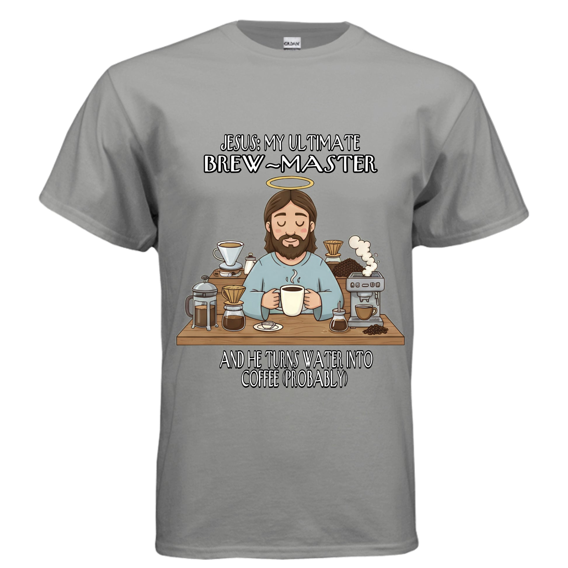 Jesus My Ultimate Brew Master Faith Jesus and coffee T-Shirt (Funny) GRAVEL Salvation Clothing and Accessories
