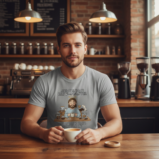 Jesus My Ultimate Brew Master Faith Jesus and coffee T-Shirt (Funny) Salvation Clothing and Accessories