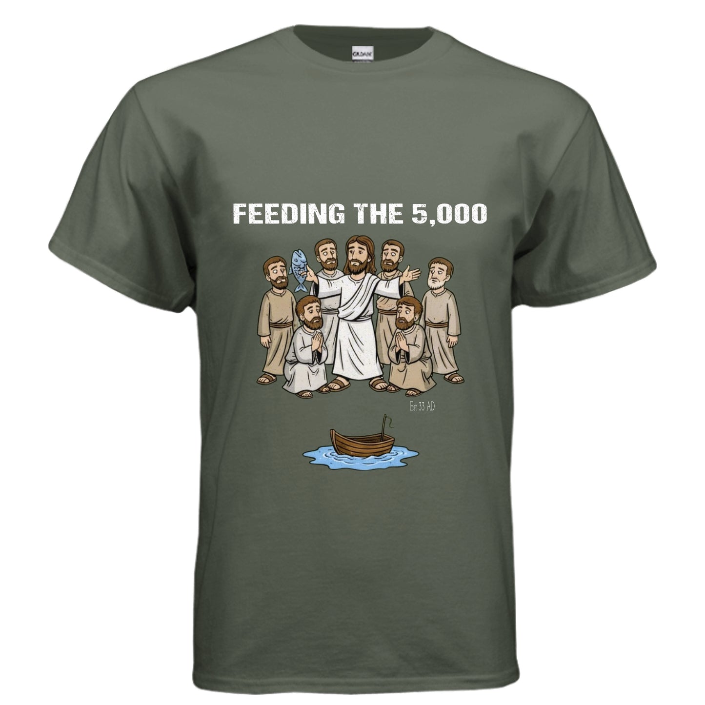 Feeding the 5000 Faith T-Shirt MILITARY GREEN Salvation Clothing and Accessories