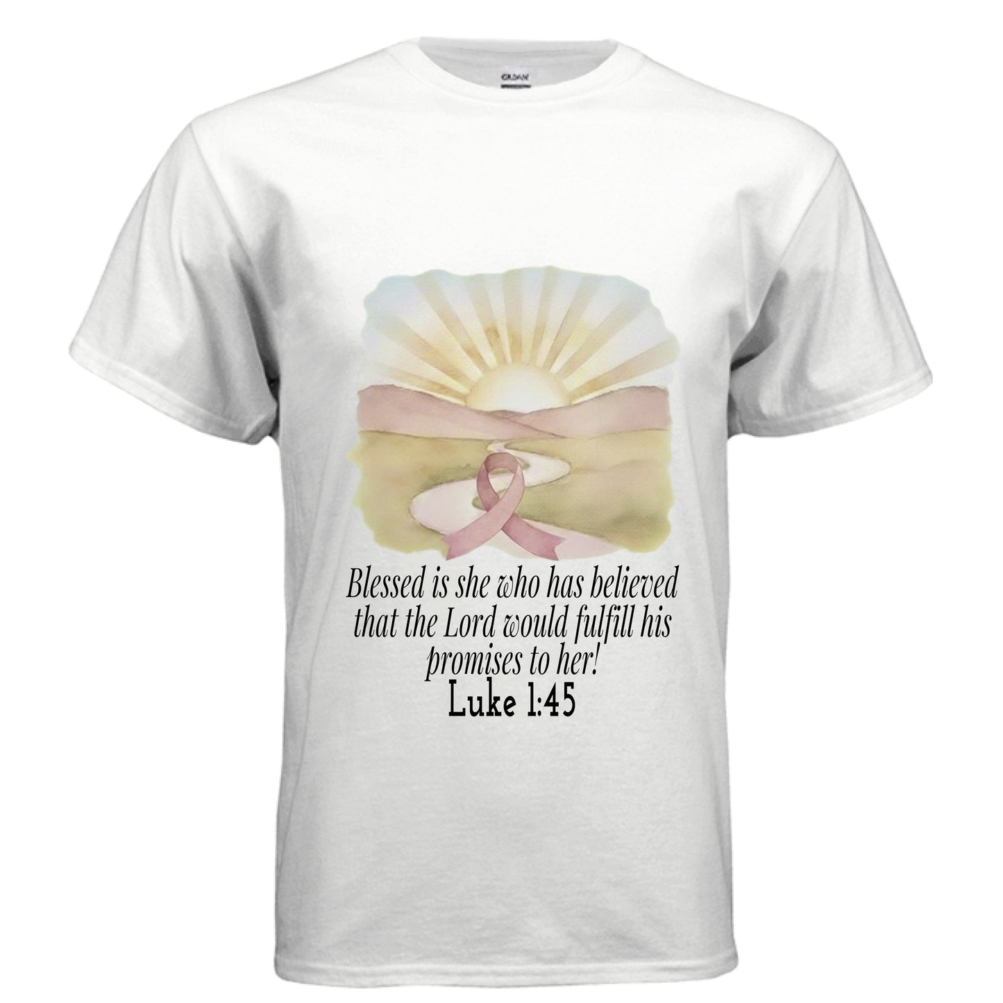 Blessed is She Faith T-Shirt (Breast Cancer Awareness) WHITE Salvation Clothing and Accessories