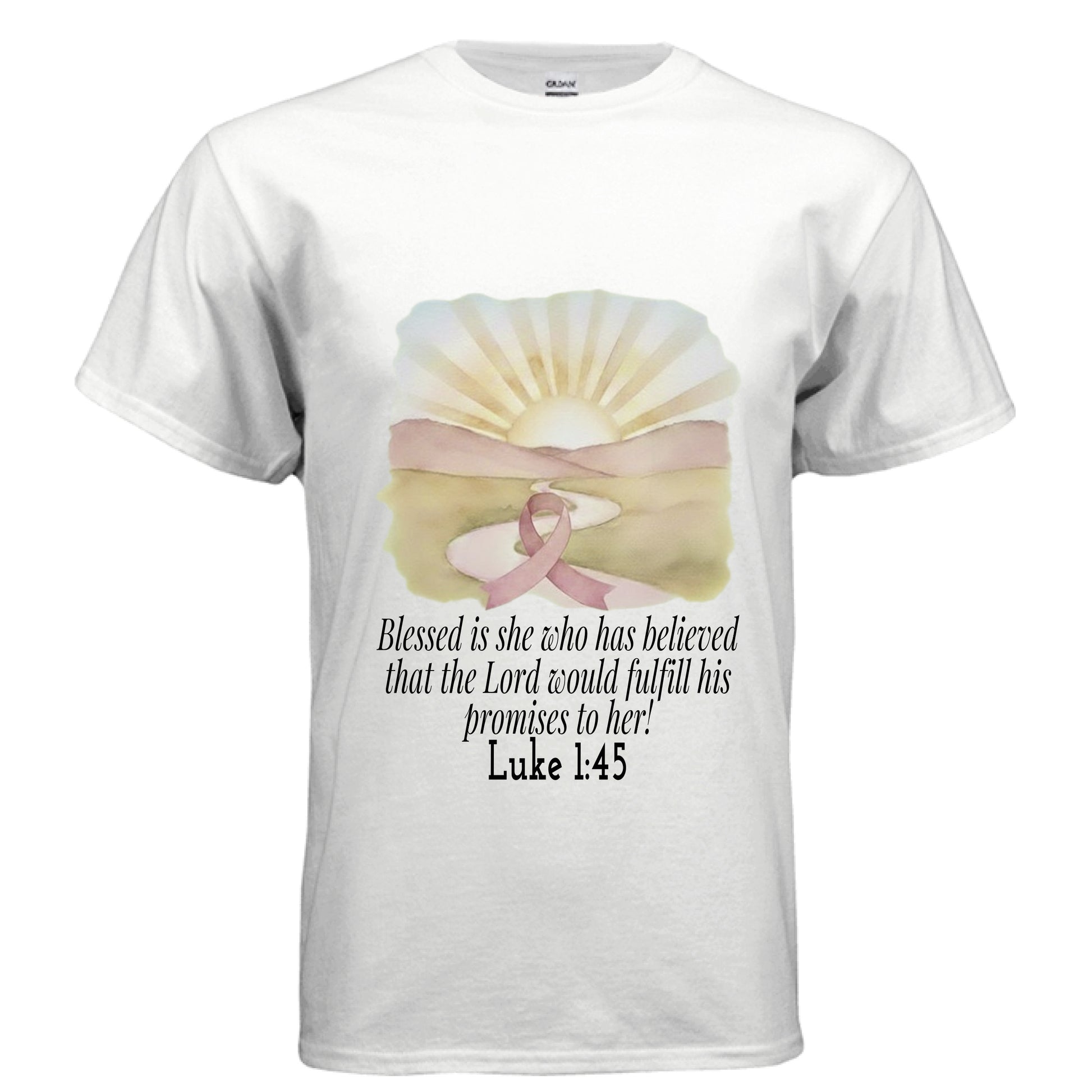 Blessed is She Faith T-Shirt (Breast Cancer Awareness) WHITE Salvation Clothing and Accessories