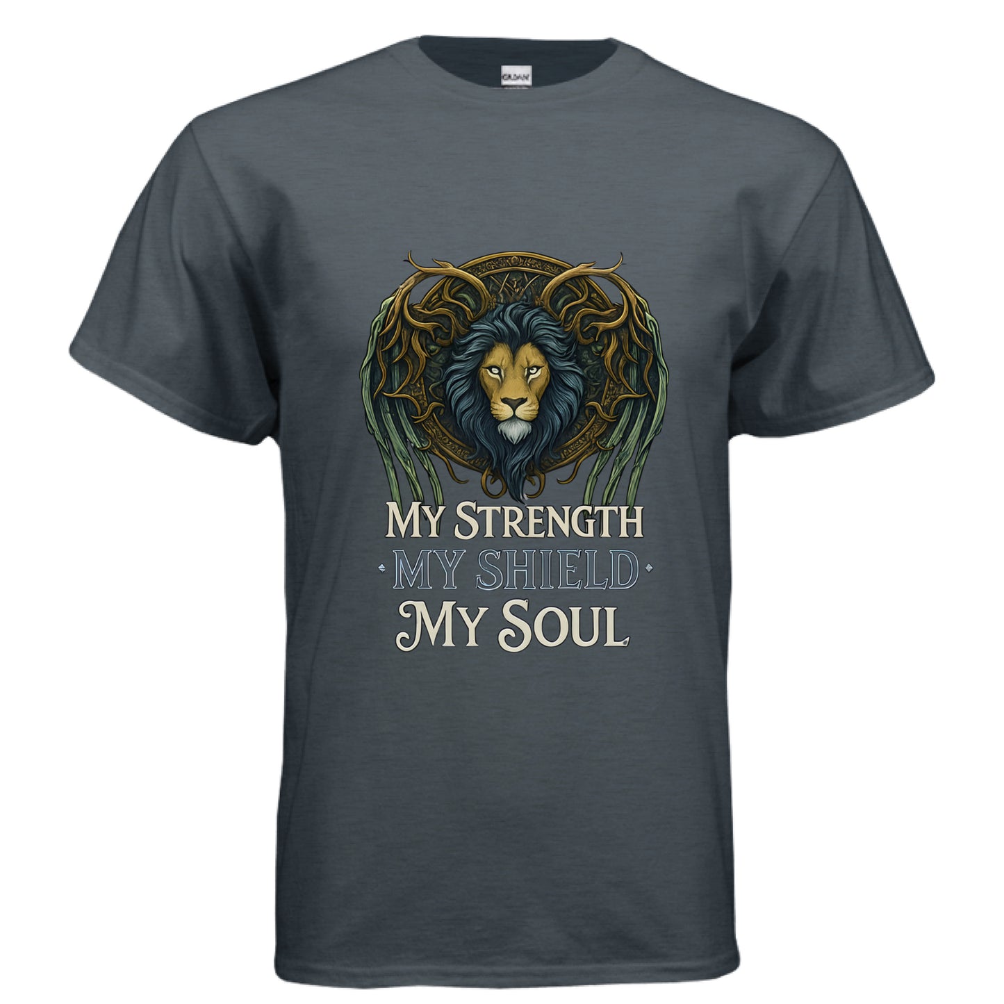 My Strength My Shield Faith T-Shirt Heather Navy Salvation Clothing and Accessories Apparel