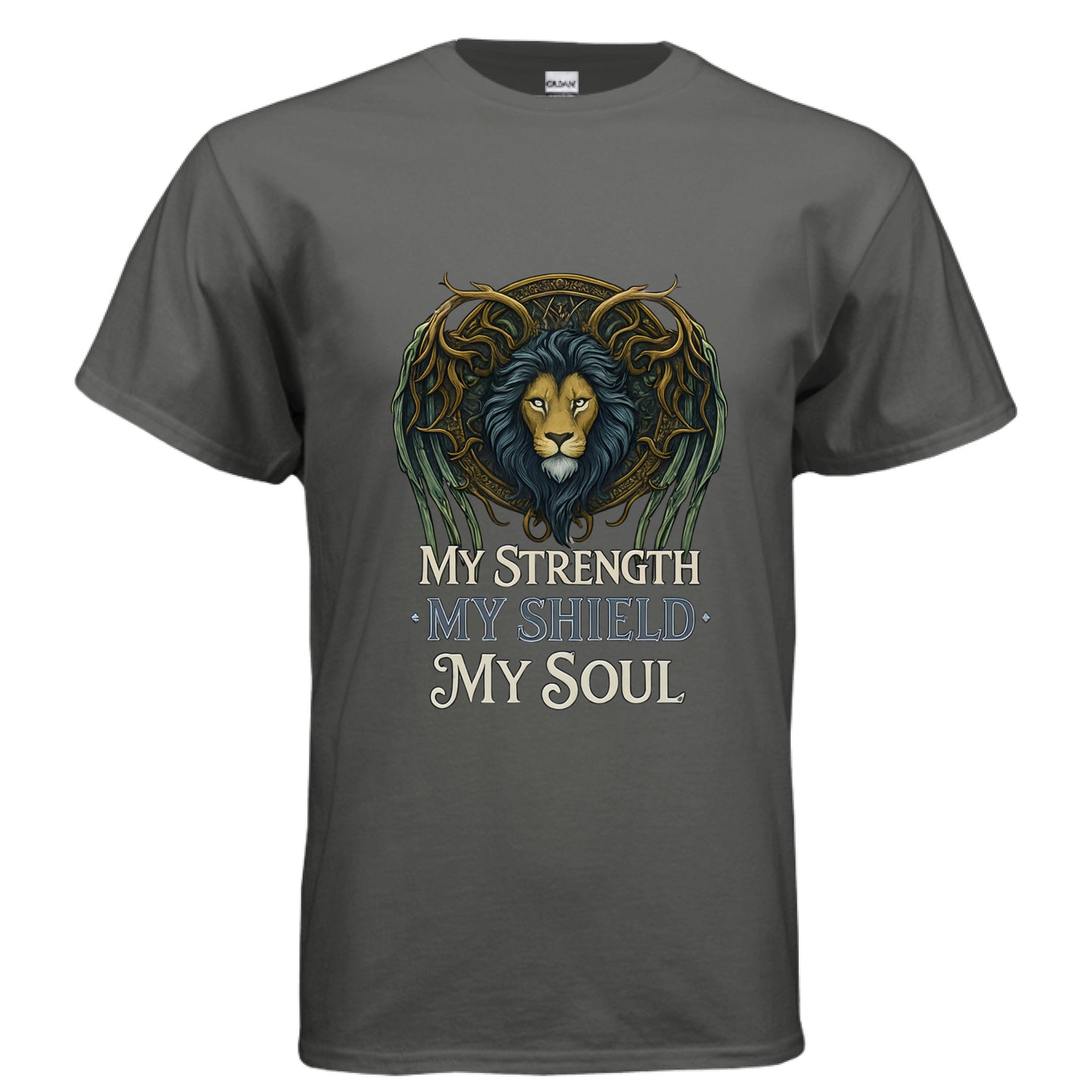 My Strength My Shield Faith T-Shirt CHARCOAL Salvation Clothing and Accessories Apparel