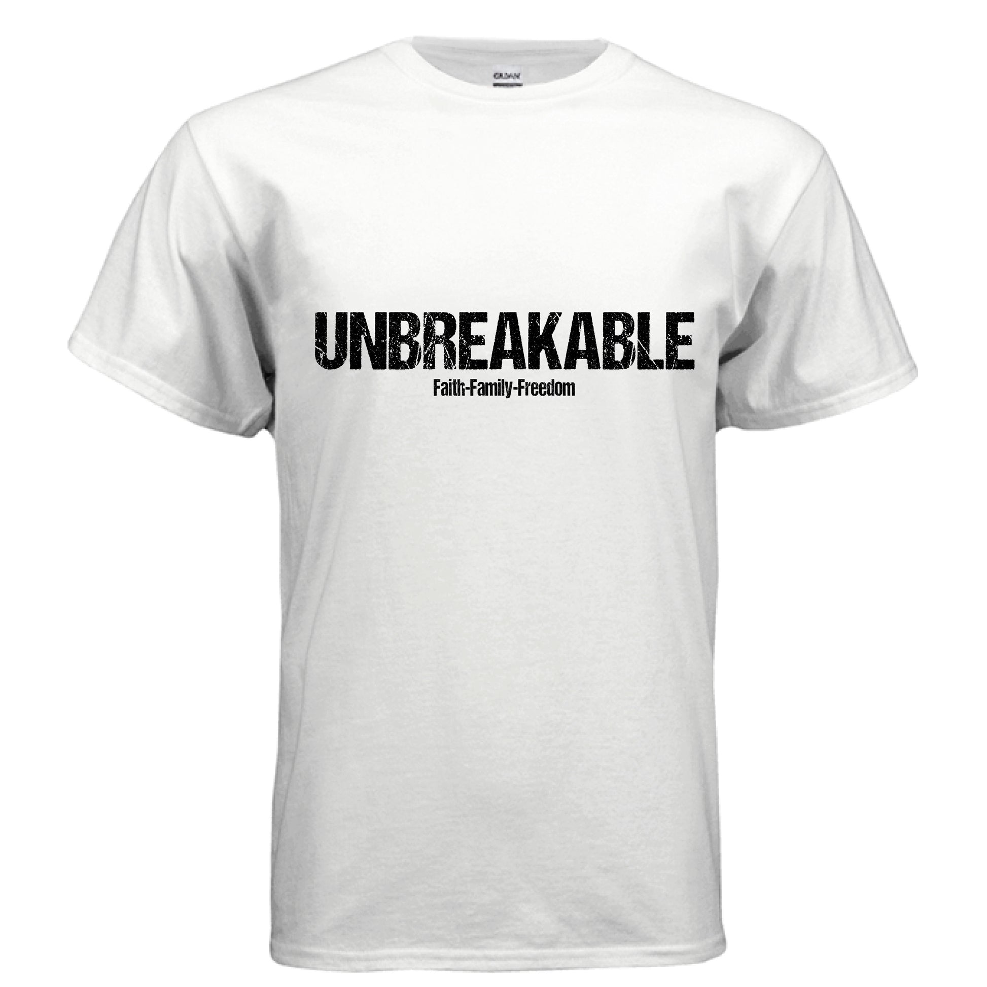 Unbreakable Faith T-Shirt (Black Letter) WHITE Salvation FaithWear Apparel