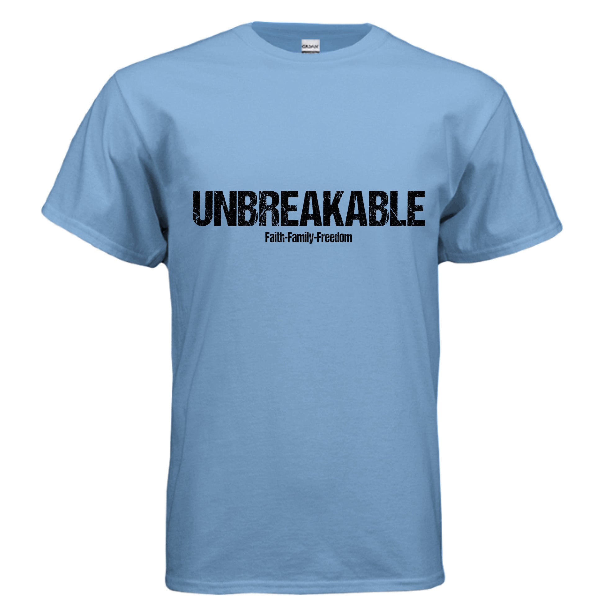 Unbreakable Faith T-Shirt (Black Letter) CAROLINA BLUE Salvation FaithWear Apparel