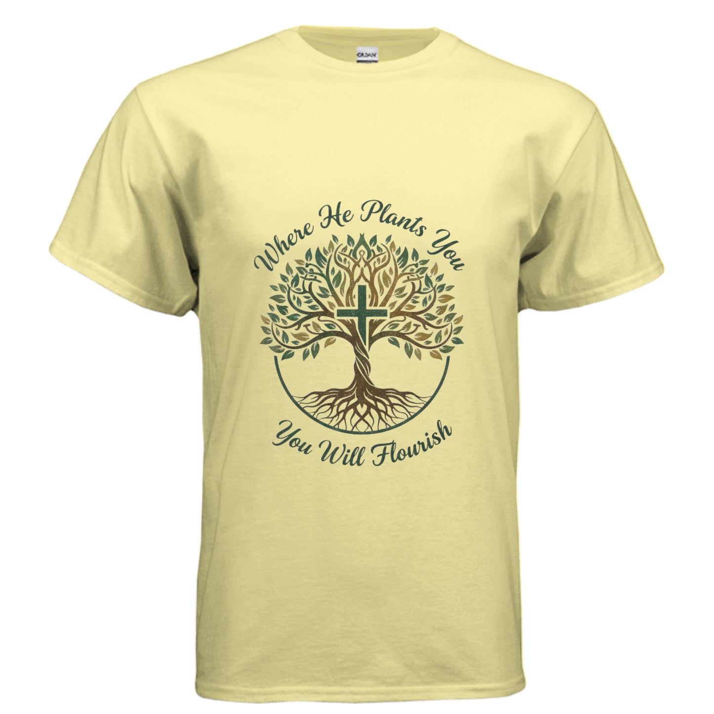 Where He Plants You Faith T-Shirt CORNSILK Salvation Clothing and Accessories Apparel