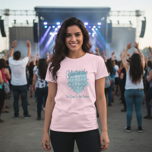 Wonder Working God Faith T-Shirt (Brandon Lake Inspired) LIGHT PINK Salvation Clothing and Accessories Apparel