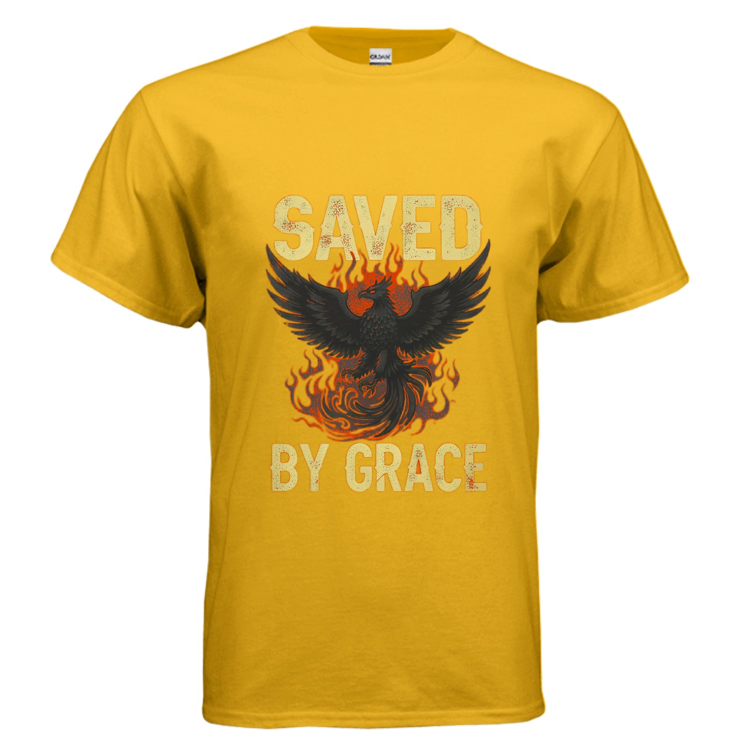 Saved By Grace Faith T-Shirt (Jelly Roll Inspired) GOLD Salvation Clothing and Accessories Apparel