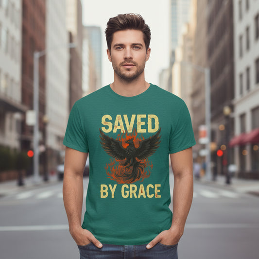Saved By Grace Faith T-Shirt (Jelly Roll Inspired) ANTIQUE JADE DOME Salvation Clothing and Accessories Apparel