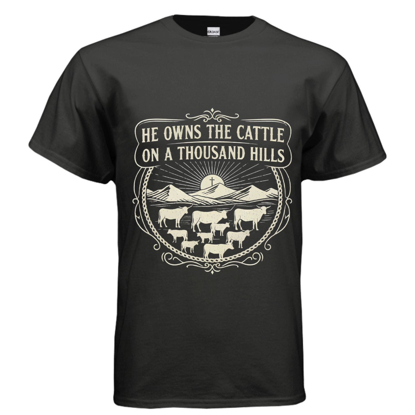He Owns The Cattle Faith T-Shirt BLACK Salvation Clothing and Accessories Apparel