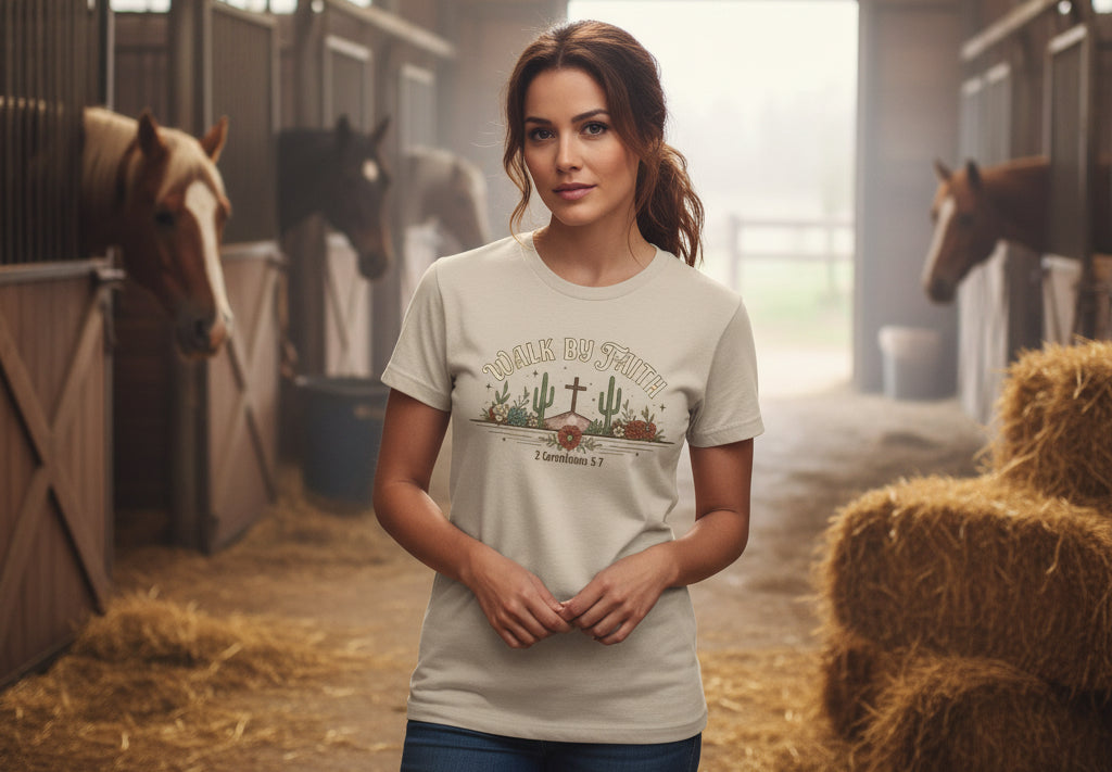 Walk by Faith Faith T-Shirt SAND Salvation Clothing and Accessories Apparel