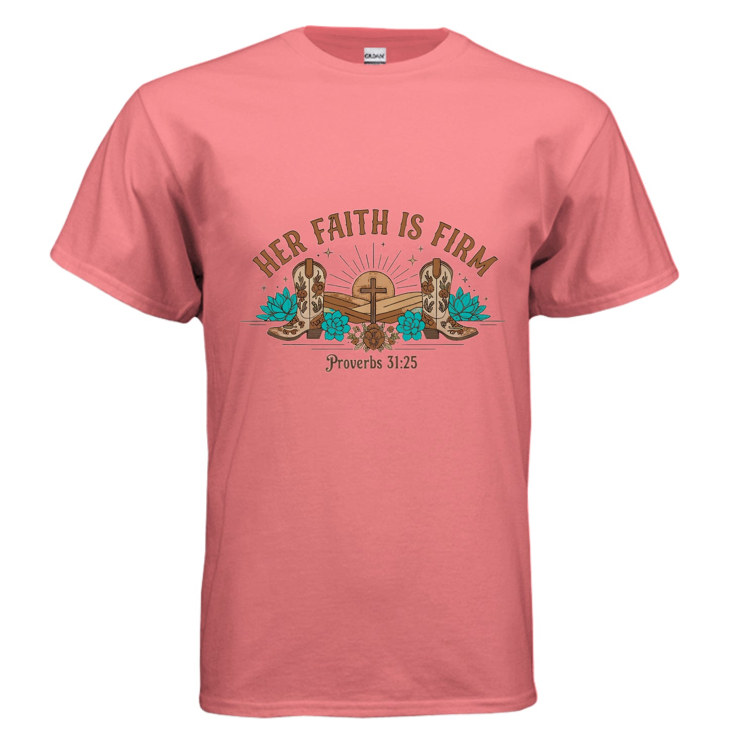 Her Faith is Firm Faith T-Shirt CORAL SILK Salvation Clothing and Accessories Apparel