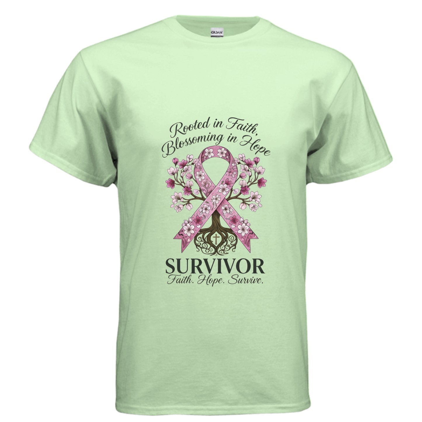 Survivor Faith T-Shirt (Breast Cancer Awareness) MINT GREEN Salvation Clothing and Accessories Apparel
