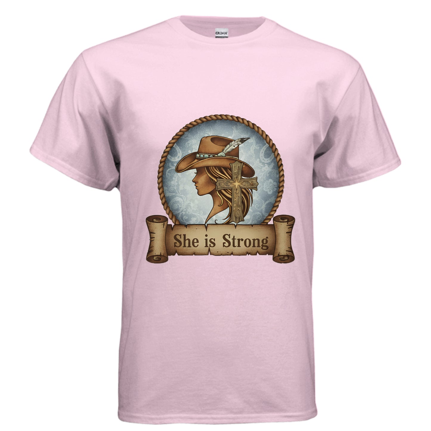 She is Strong Faith T-Shirt LIGHT PINK Salvation Clothing and Accessories Apparel
