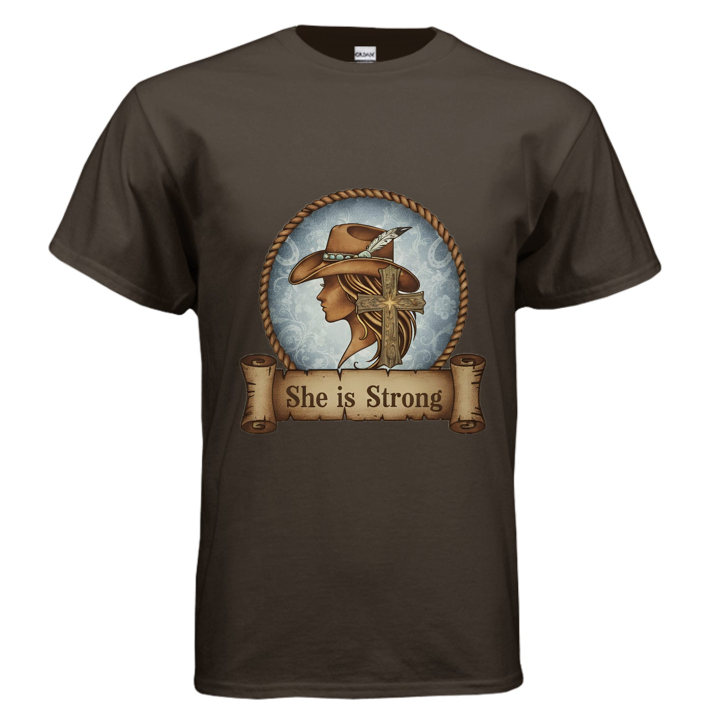 She is Strong Faith T-Shirt DARK CHOCOLATE Salvation Clothing and Accessories Apparel