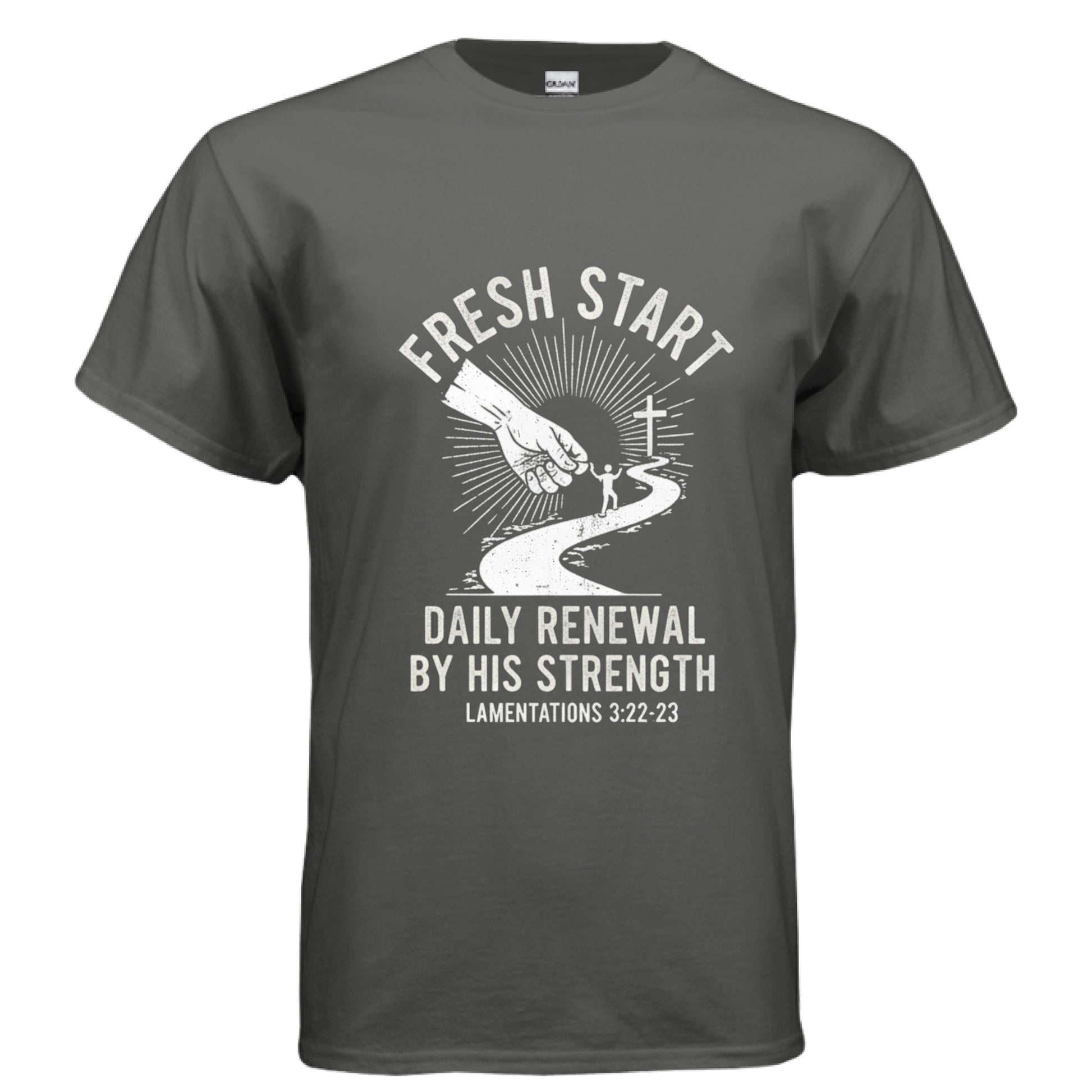 Fresh Start Faith T-Shirt (New beginning in life) CHARCOAL Salvation Clothing and Accessories Apparel