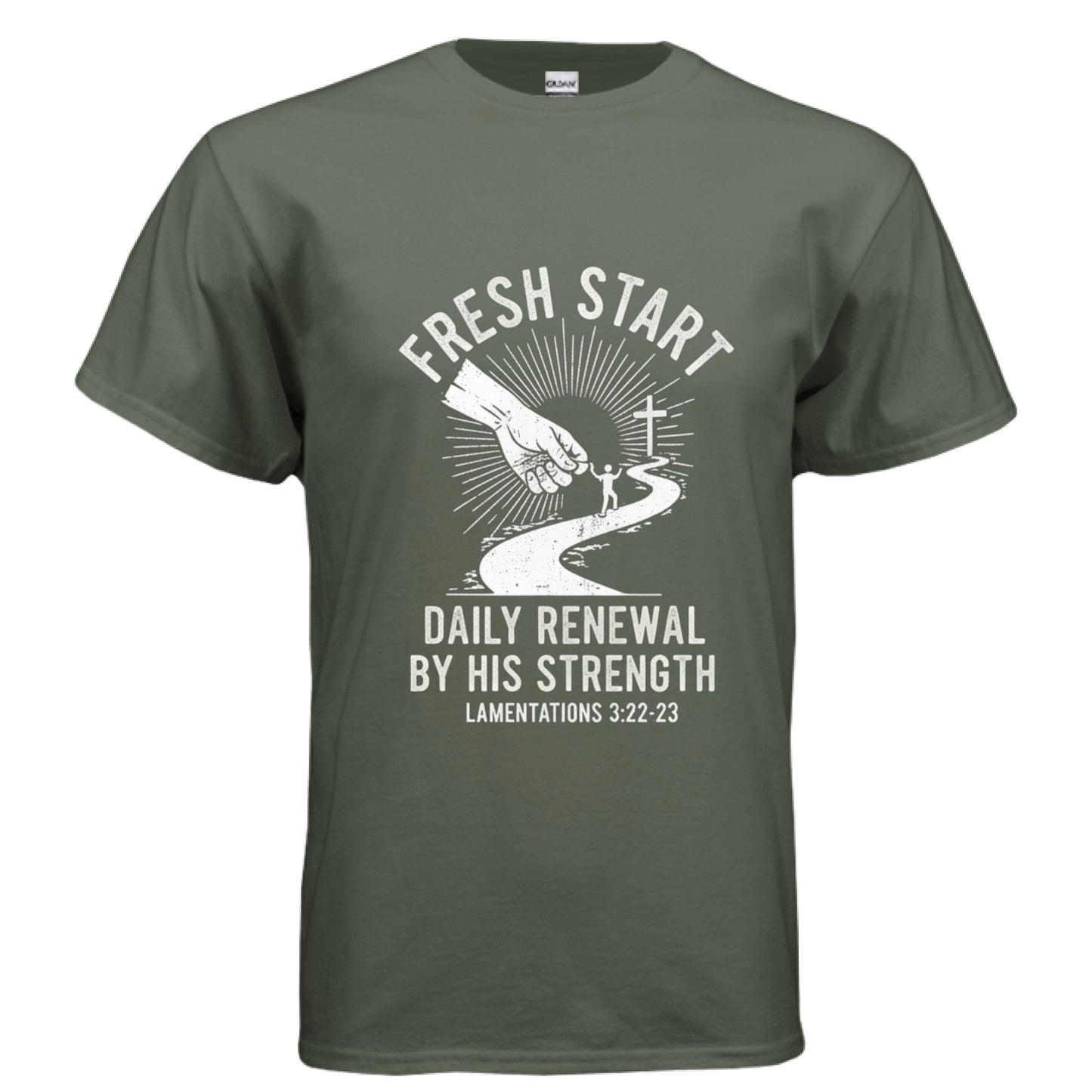 Fresh Start Faith T-Shirt (New beginning in life) MILITARY GREEN Salvation Clothing and Accessories Apparel