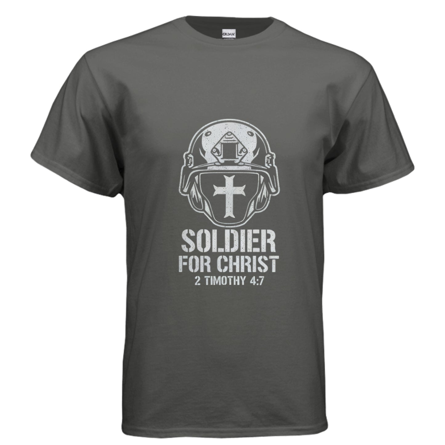 Soldier for Christ Faith T-Shirt CHARCOAL Salvation Clothing and Accessories Apparel