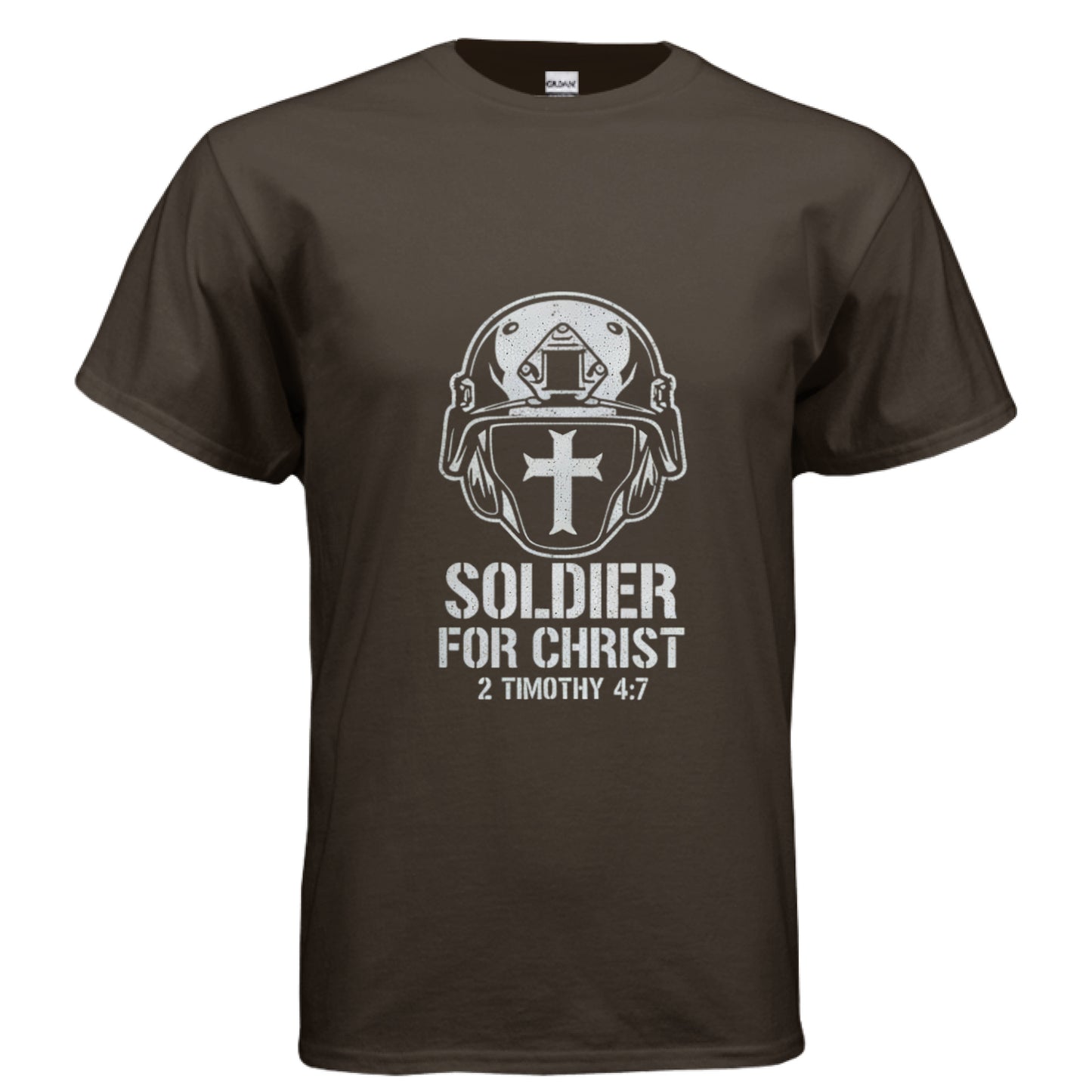 Soldier for Christ Faith T-Shirt DARK CHOCOLATE Salvation Clothing and Accessories Apparel