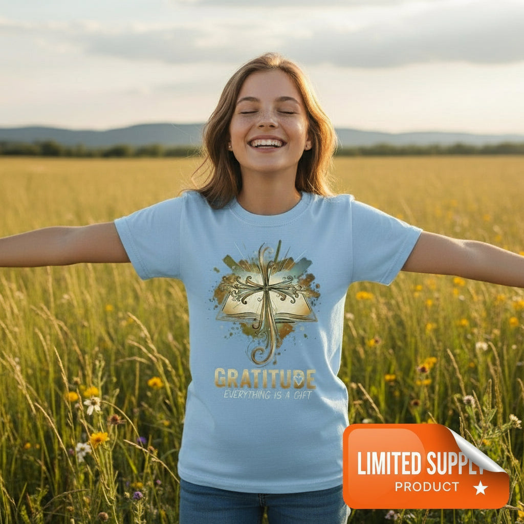 Gratitude Faith T-Shirt (Brandon Lake inspired) CAROLINA BLUE Salvation Clothing and Accessories Apparel